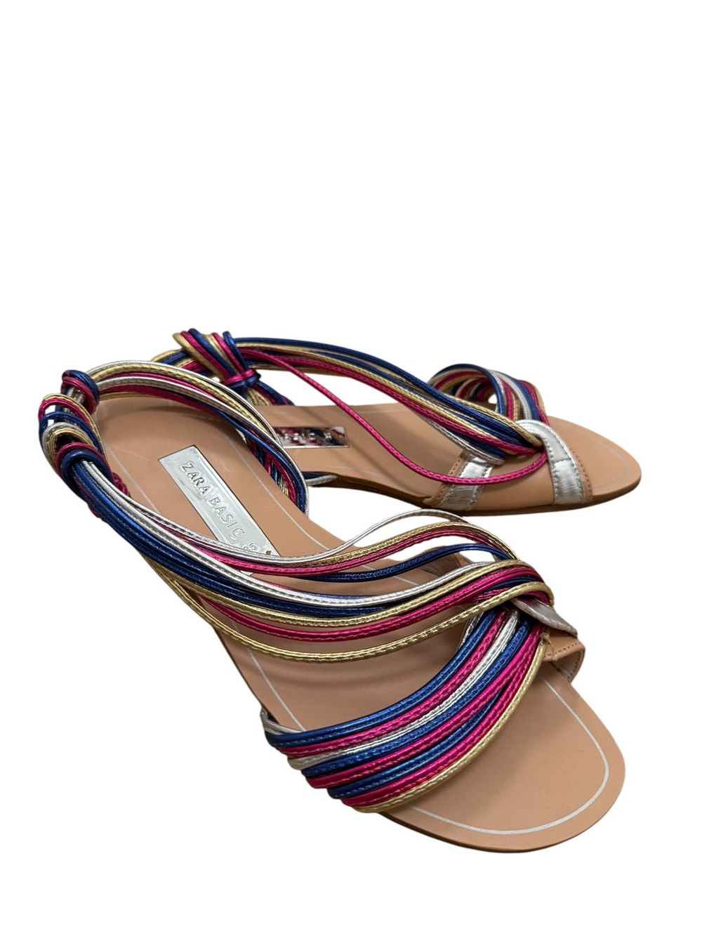 Zara Metallic Multicolor Sandals - Size 5